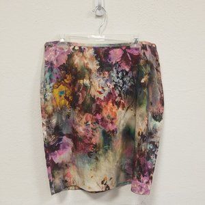 Karen Kane Watercolor Floral Print Pencil Skirt